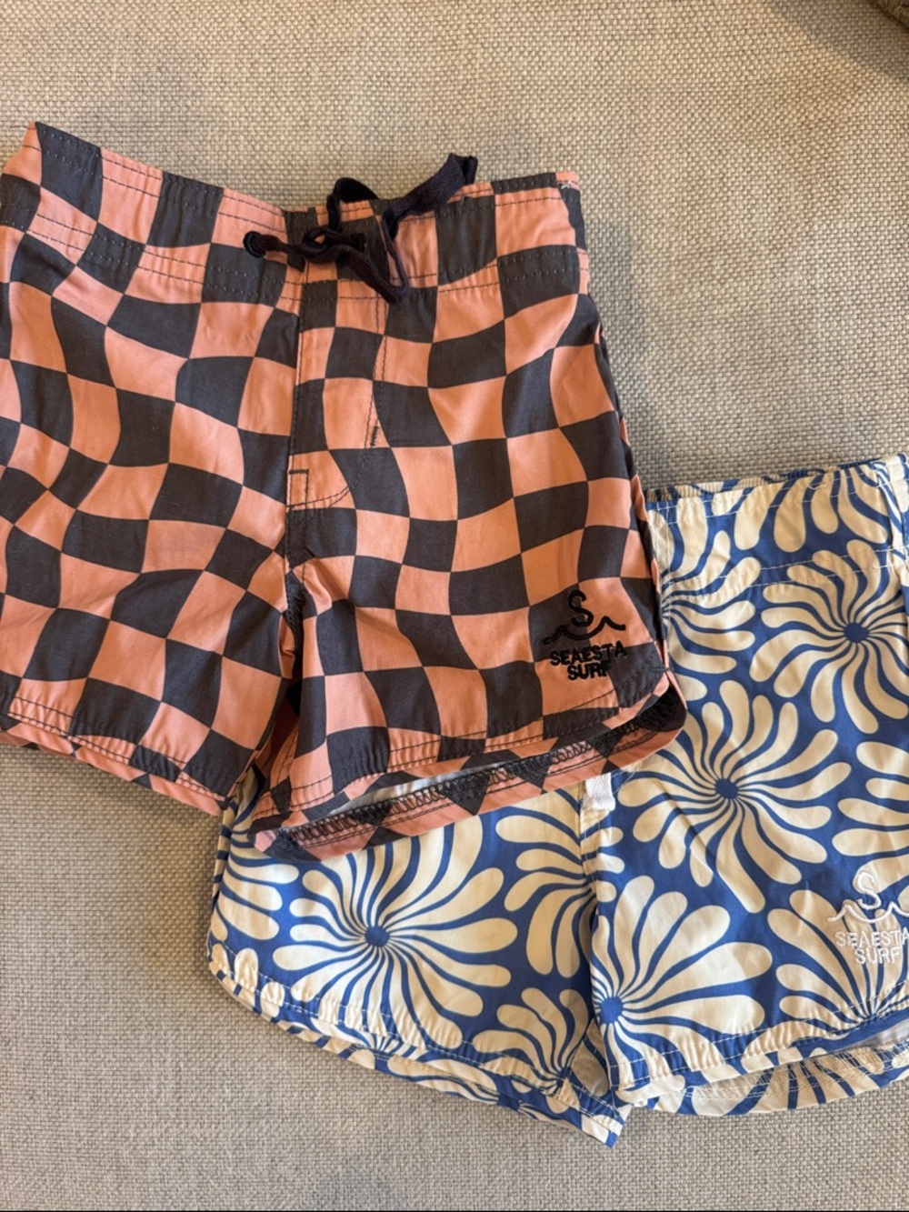 Two Seasta Surf boy’s board shorts, 4T (but fits closer to 2-3T)